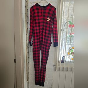 Red plaid bear onesie